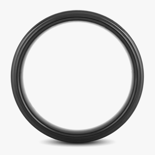 Triton Men's Black Tungsten Carbide Ring, Comfort Fit Wedding Band (6mm)