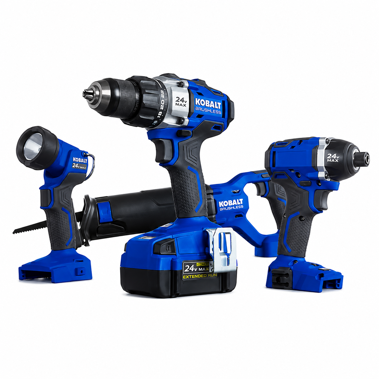 Kobalt 24-volt 4-Tool Brushless Power Tool Combo Kit with Soft Case (1-Battery Included and Charger Included)