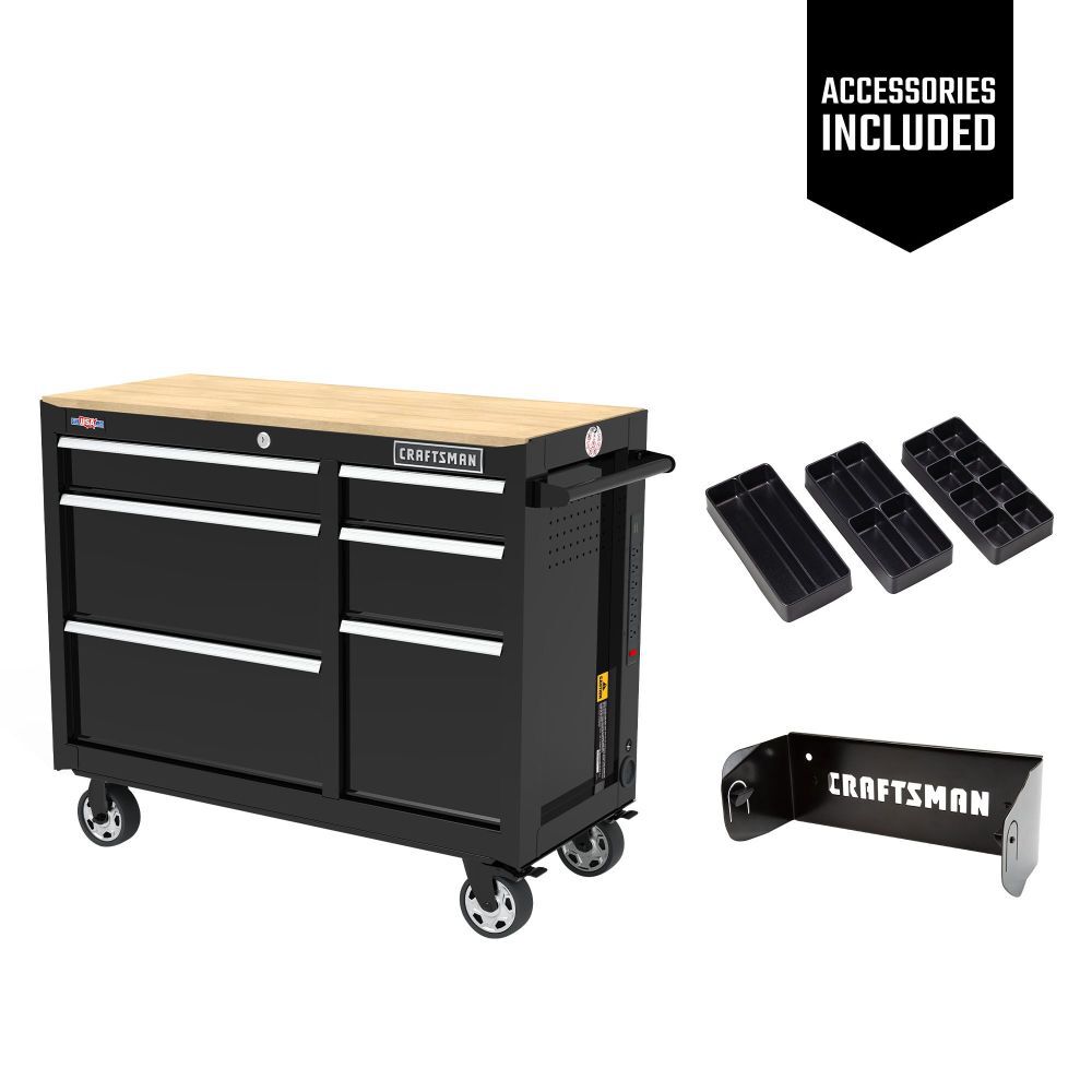 CRAFTSMAN Workbench, Tool Storage, 6-Drawers with Tray and Holder Set, 41-inch, Rolling (CMST34062RB)