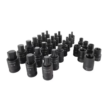 CRAFTSMAN 28 -Piece Metric and standard (SAE) 1/2-in Drive Set 6-point Impact Socket Set