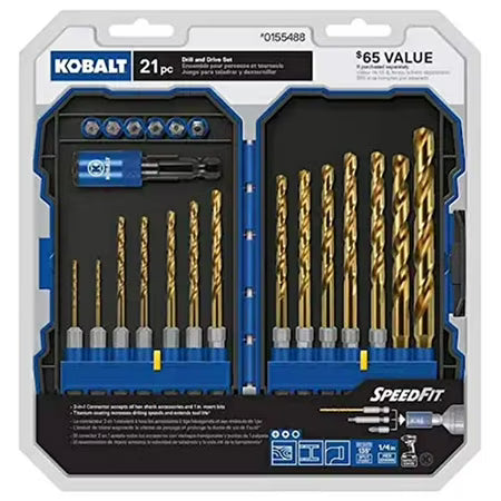 Kobalt 21‑Piece Titanium Twist Drill Bit Set
