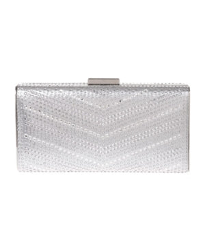 La Regale Large Chevron Pattern Crystal Box Clutch