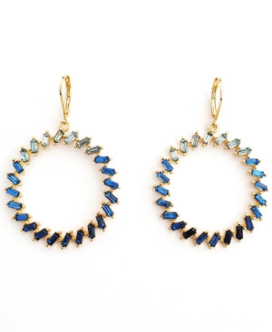 Inc Gold-Tone Ombre Baguette-Crystal Drop Hoop Earrings