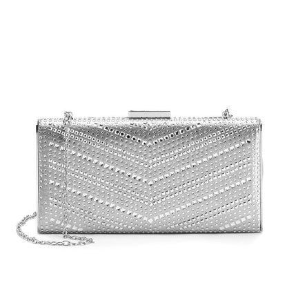 La Regale Large Chevron Pattern Crystal Box Clutch