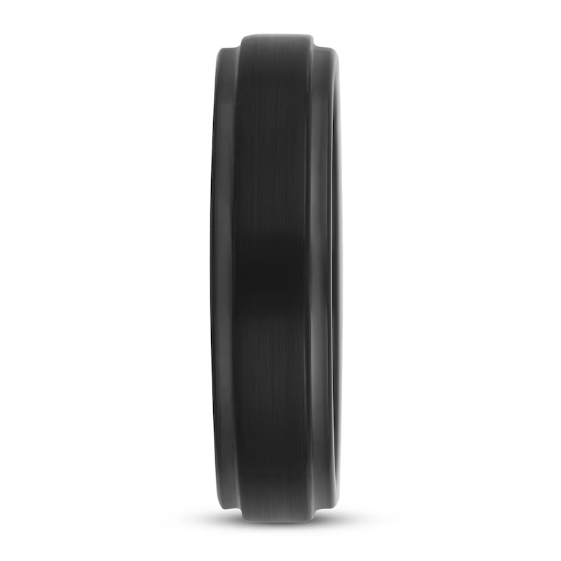 Triton Men's Black Tungsten Carbide Ring, Comfort Fit Wedding Band (6mm)