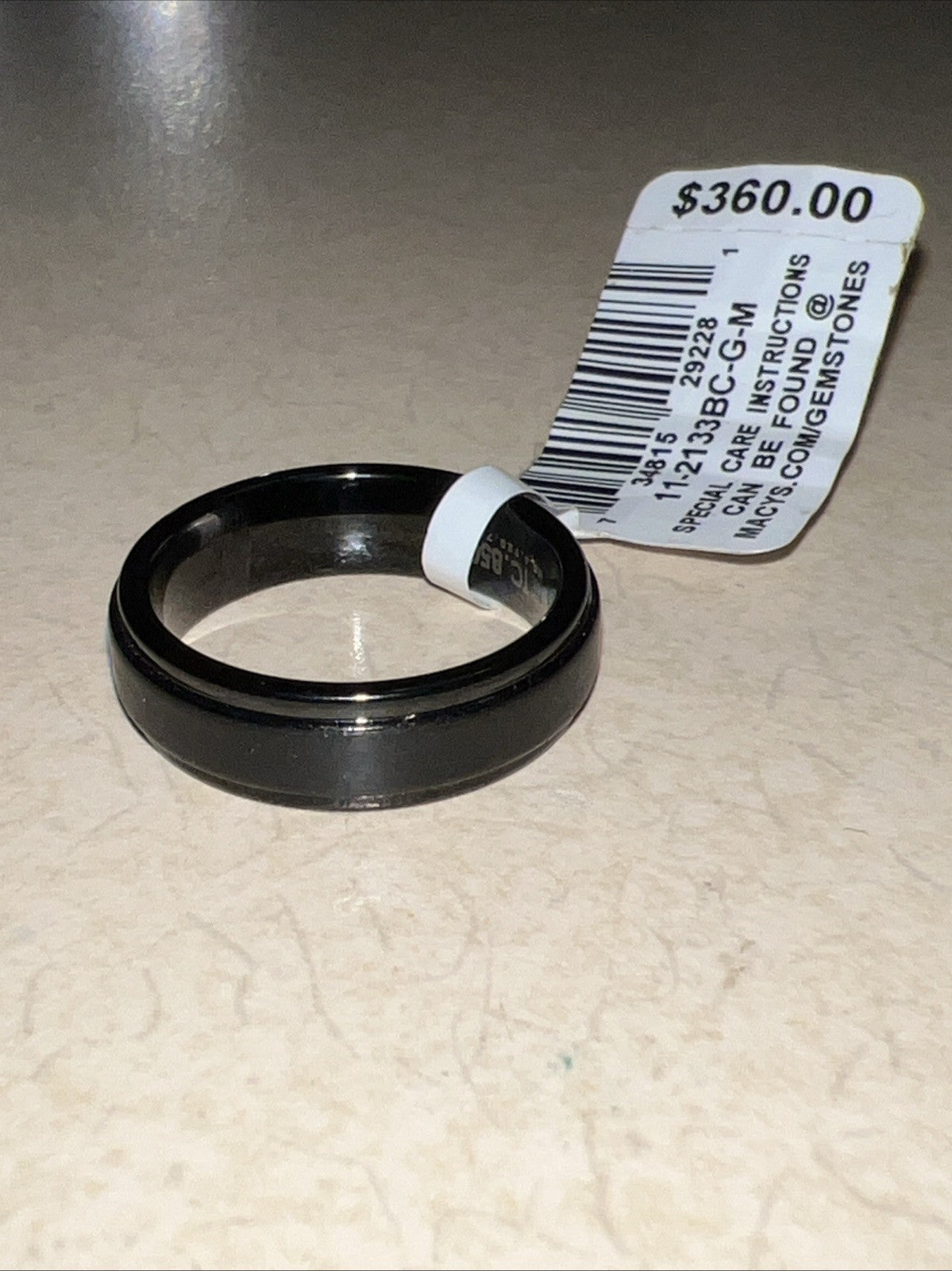 Triton Men's Black Tungsten Carbide Ring, Comfort Fit Wedding Band (6mm)