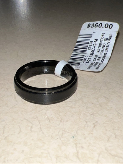 Triton Men's Black Tungsten Carbide Ring, Comfort Fit Wedding Band (6mm)