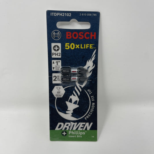 BOSCH ITDPH2102-2 pc. Driven 1 In. Impact Phillips® #2 Insert Bits