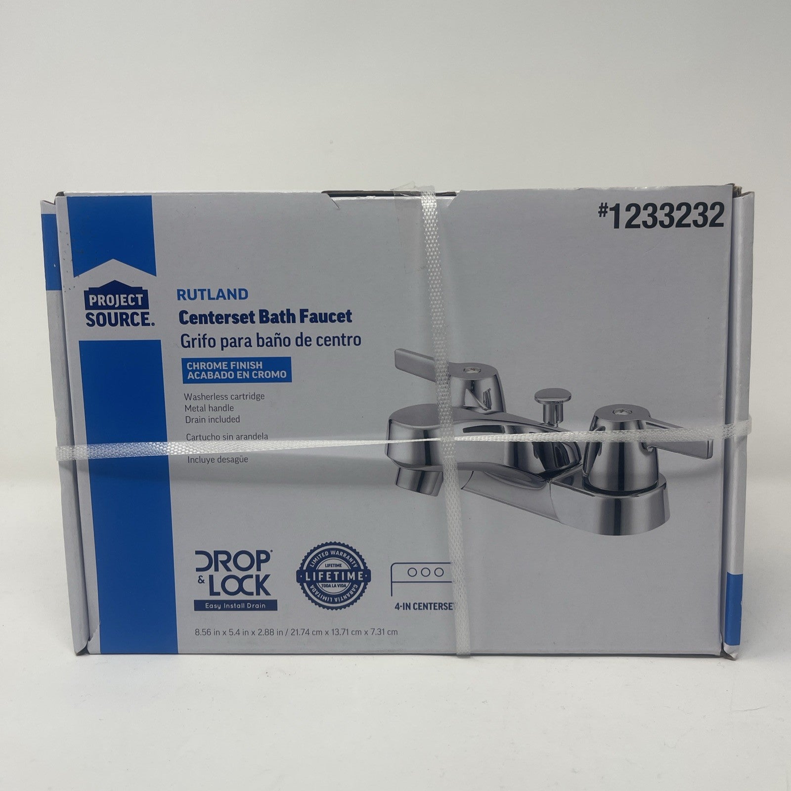 Project Source 1233232 2-Handle, 4" Centerset Bathroom Faucet, UPC 019934464840
