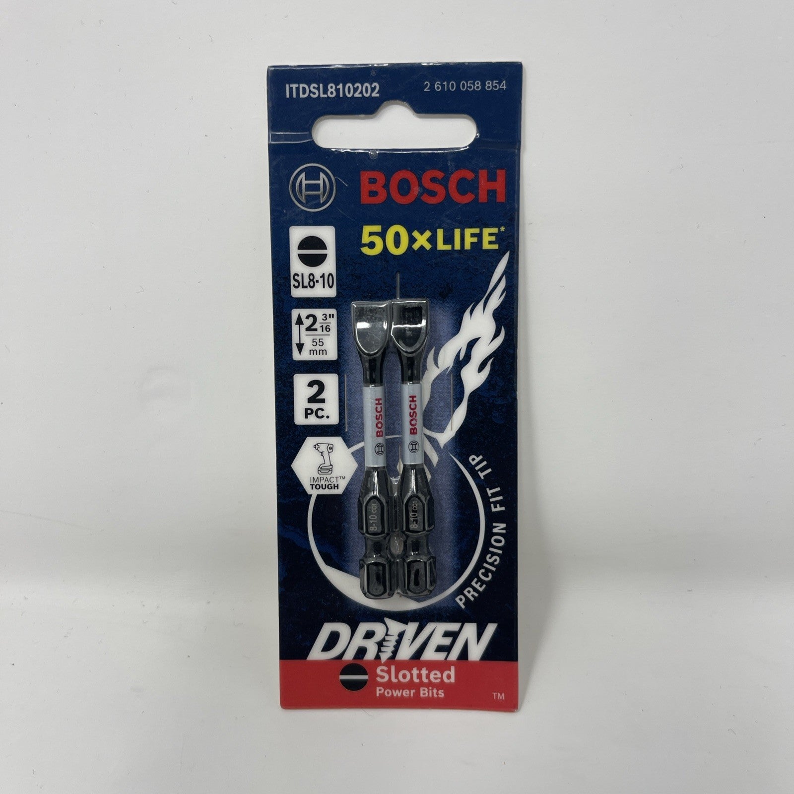 BOSCH ITDSL810202-2 pc. Driven 2 in. Impact Slotted #8-10 Power Bits