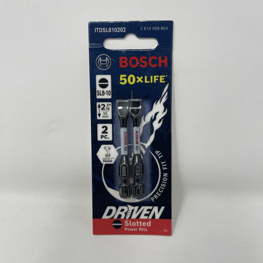 BOSCH ITDSL810202-2 pc. Driven 2 in. Impact Slotted #8-10 Power Bits