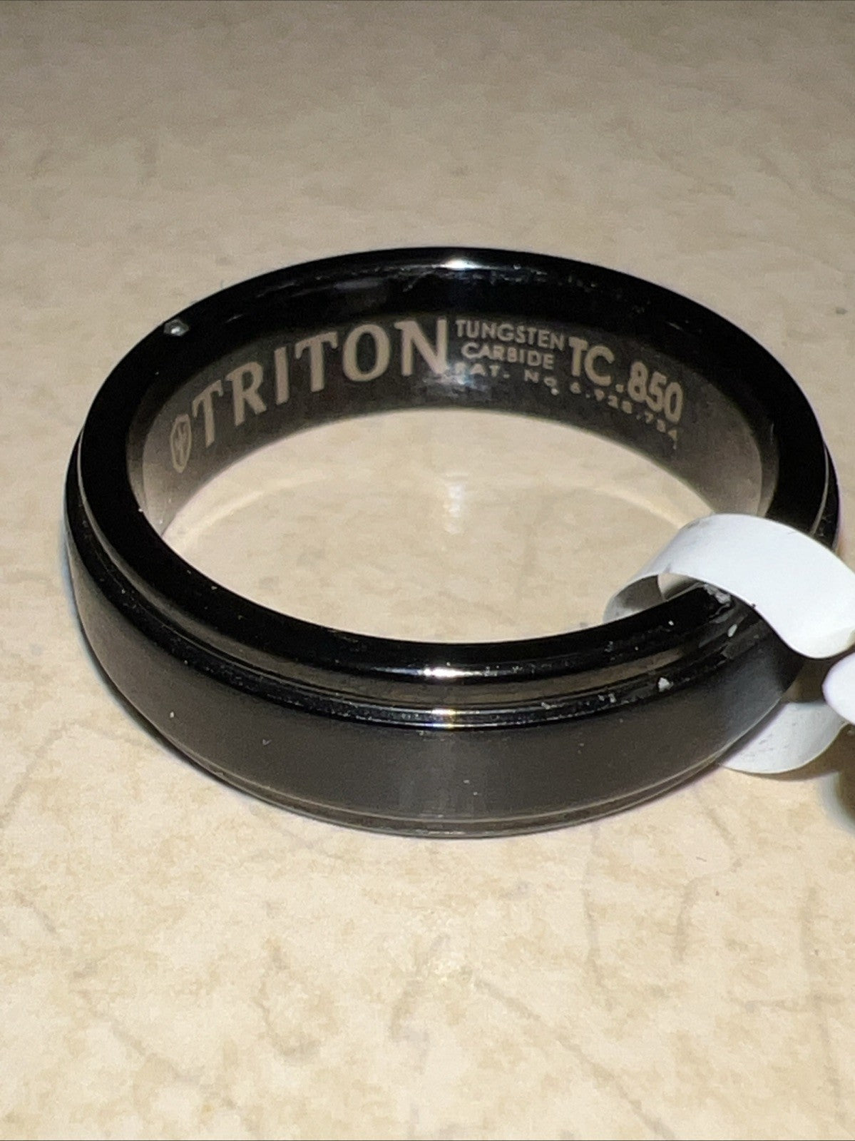 Triton Men's Black Tungsten Carbide Ring, Comfort Fit Wedding Band (6mm)
