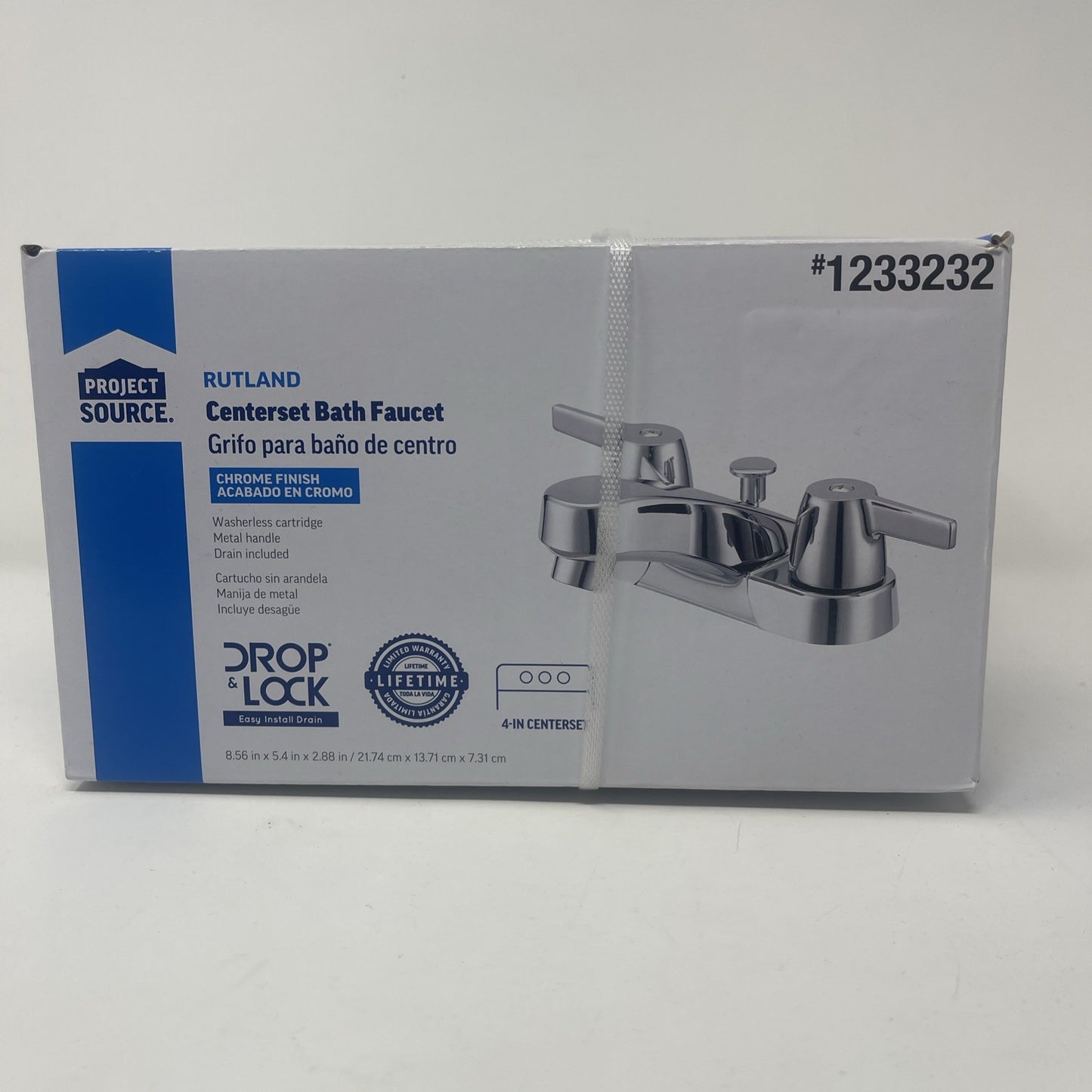 Project Source 1233232 2-Handle, 4" Centerset Bathroom Faucet, UPC 019934464840