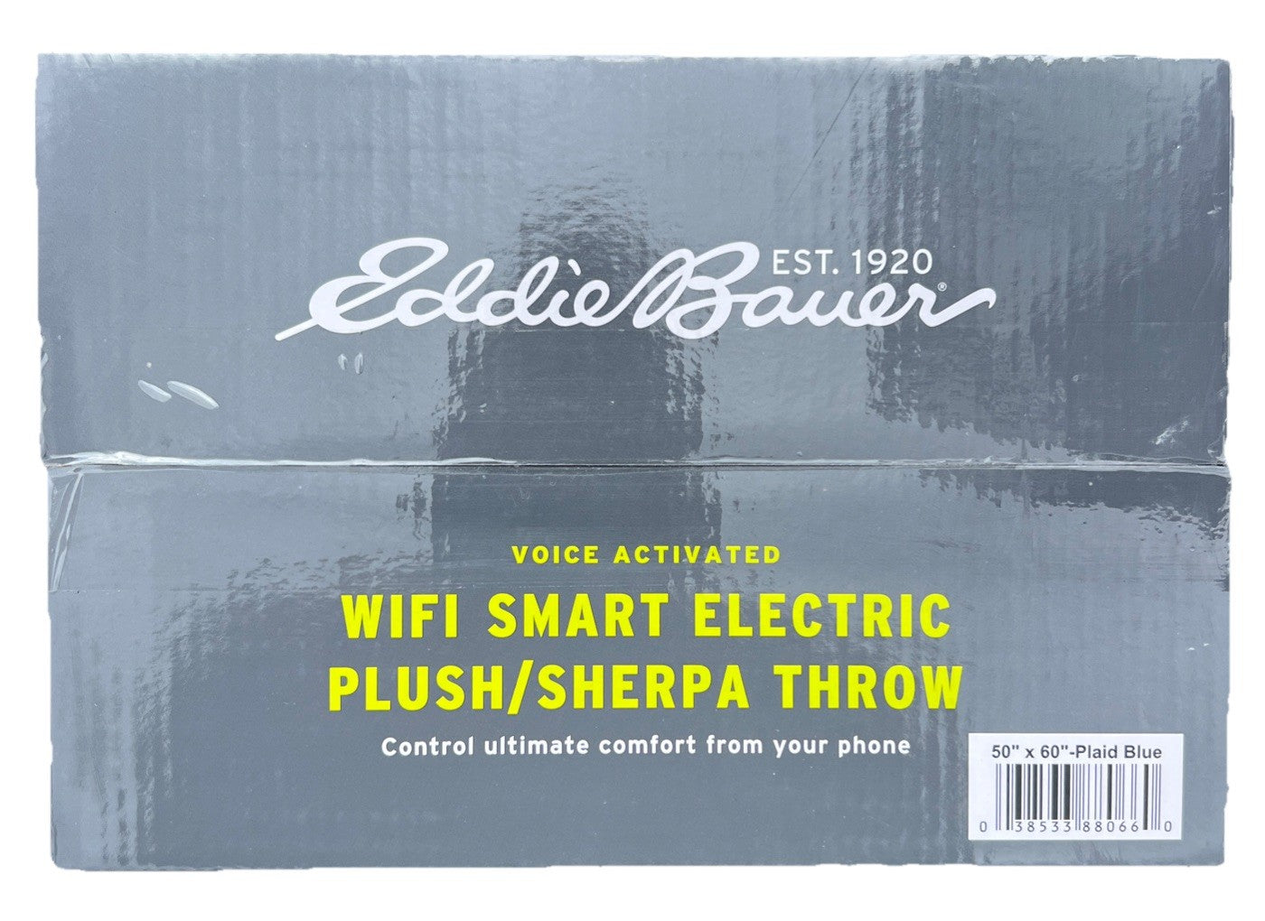 EDDIE BAUER | SMART HEATED ELECTRIC THROW BLANKET - WI-FI ENABLED - PLAID BLUE