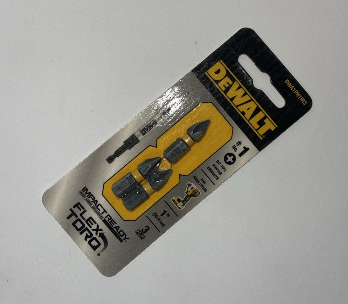FlexTorq PH1 Phillips Impact Driver Bits, 1/4 x 1 In, 3-Pk. - DWAF1PH1IR3