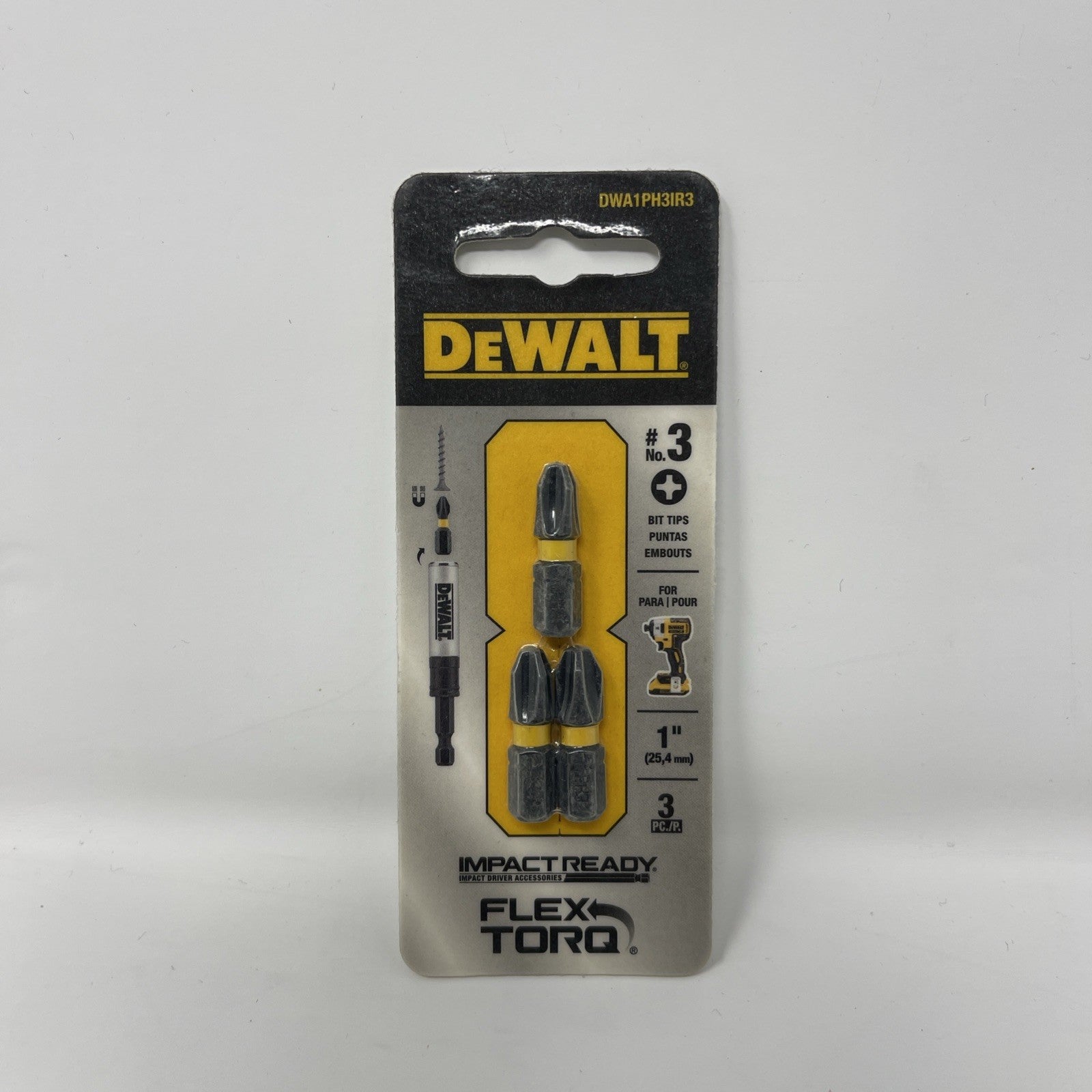 DEWALT DWA1PH3IR3 #3 Impact Ready Flex Torq 1” Bits
