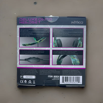 Nyko Deluxe Camo Headset Universal Wired W Volume Control New PS4 PS5 SWITCH PC