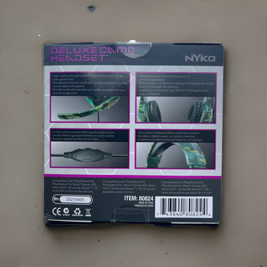 Nyko Deluxe Camo Headset Universal Wired W Volume Control New PS4 PS5 SWITCH PC