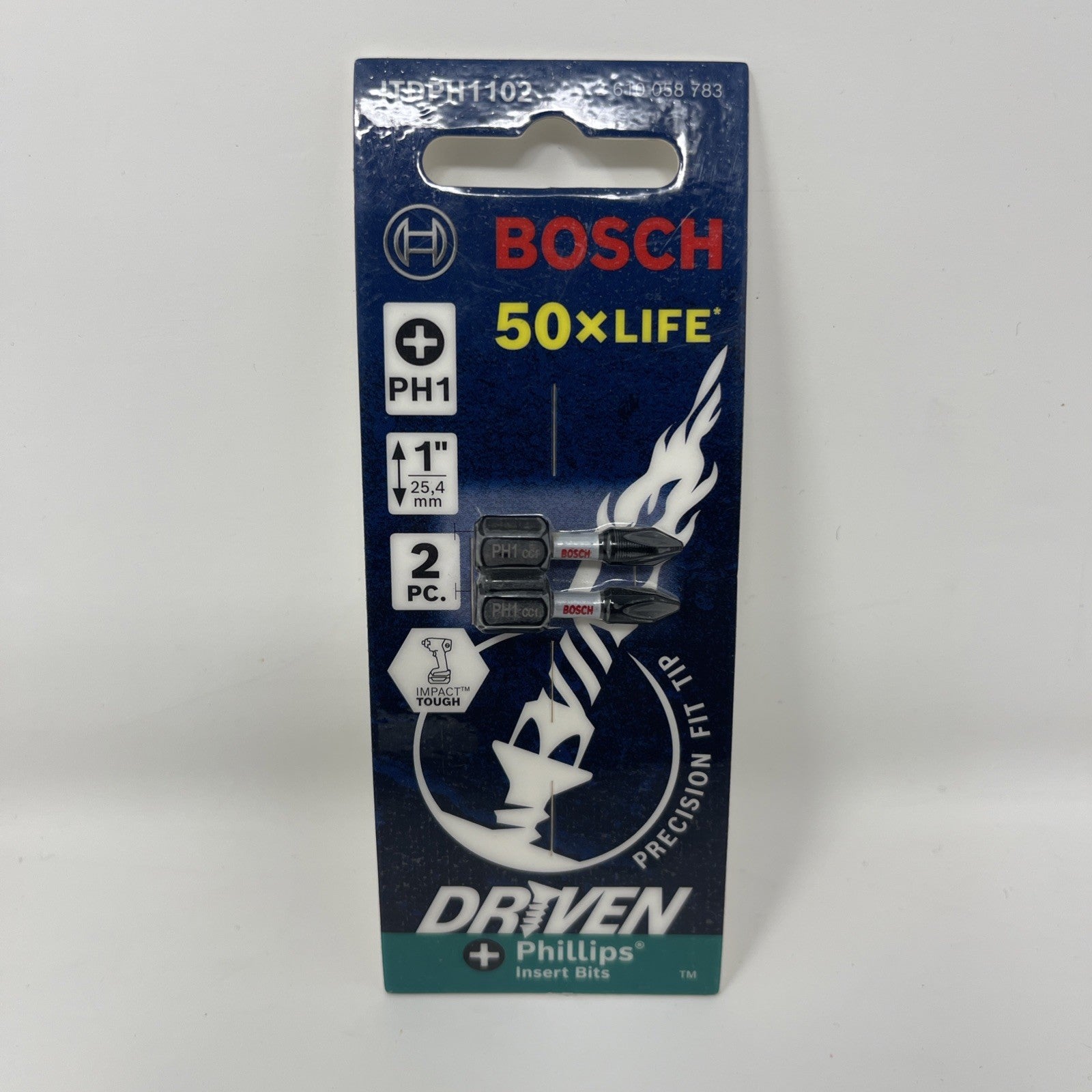 Bosch Impact Tough #1 Phillips Insert Bits ITPH1102 - Alloy Steel - 1 in Length