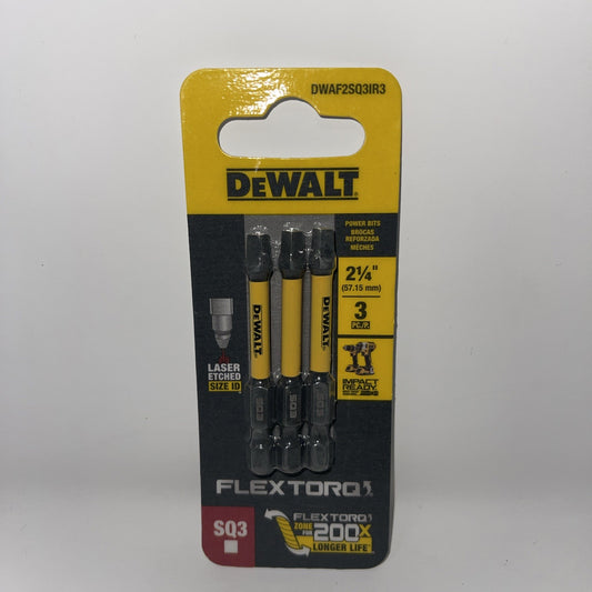 FlexTorq #3 Square Driver Bits, 2-1/4 In., 3-Pk. - DWAF2SQ3IR3