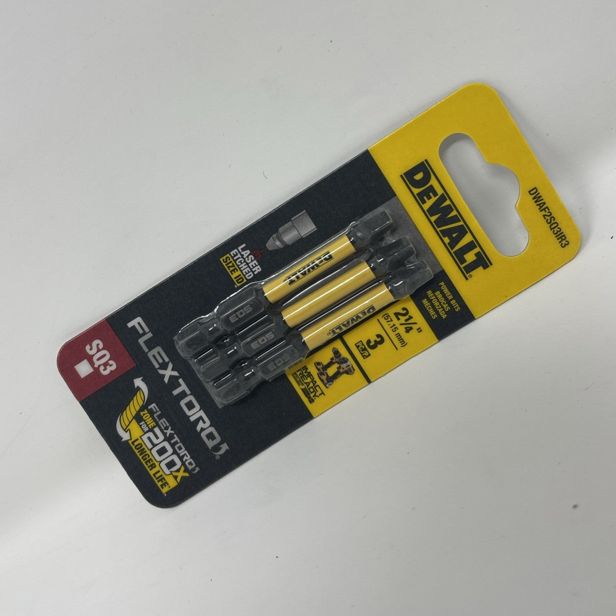 FlexTorq #3 Square Driver Bits, 2-1/4 In., 3-Pk. - DWAF2SQ3IR3