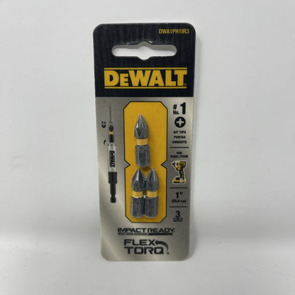 FlexTorq PH1 Phillips Impact Driver Bits, 1/4 x 1 In, 3-Pk. - DWAF1PH1IR3