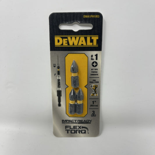 FlexTorq PH1 Phillips Impact Driver Bits, 1/4 x 1 In, 3-Pk. - DWAF1PH1IR3