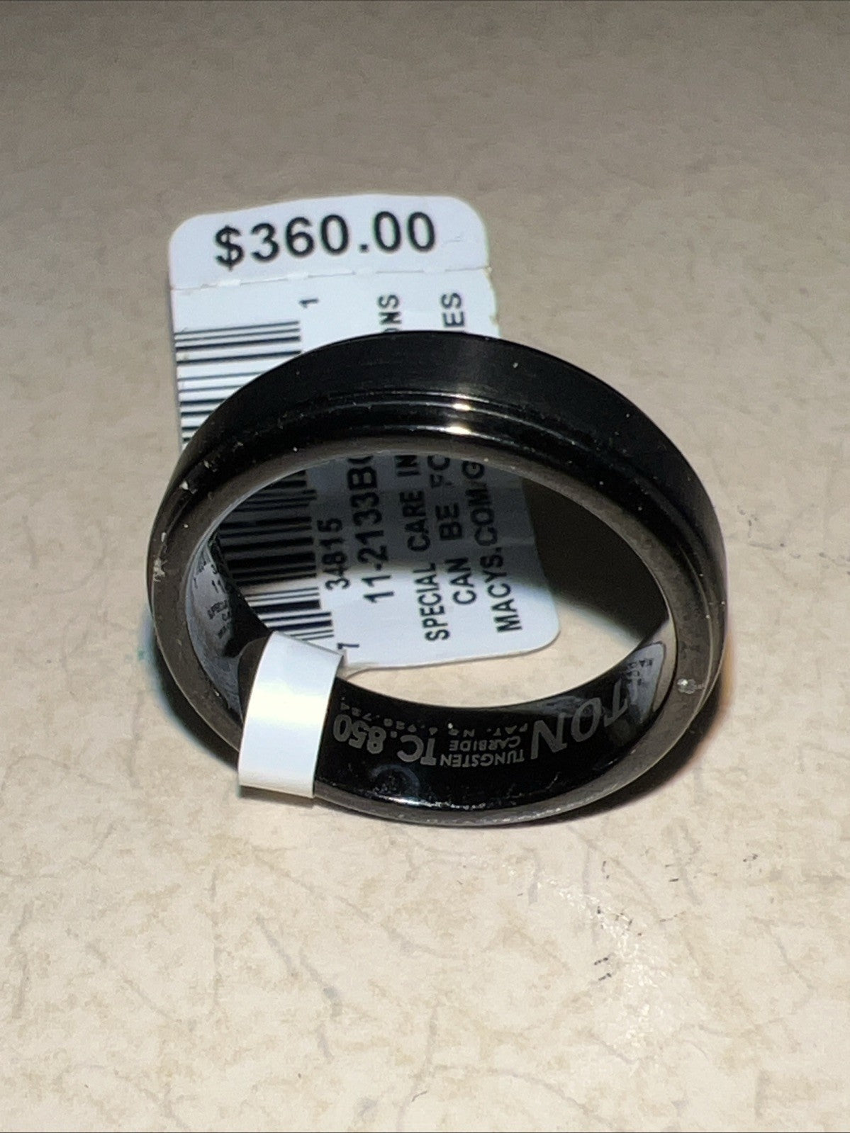 Triton Men's Black Tungsten Carbide Ring, Comfort Fit Wedding Band (6mm)