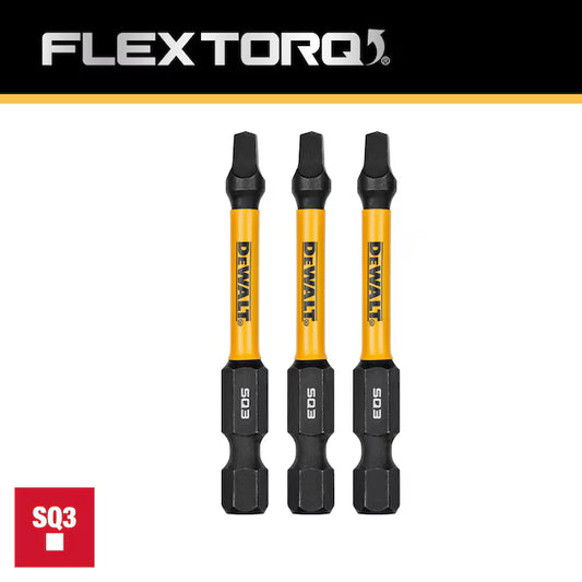 Dewalt Flextorq 3-Piece 1/4-in x 2-in Square/Robertson Impact Driver Bit (DWA2SQ3)