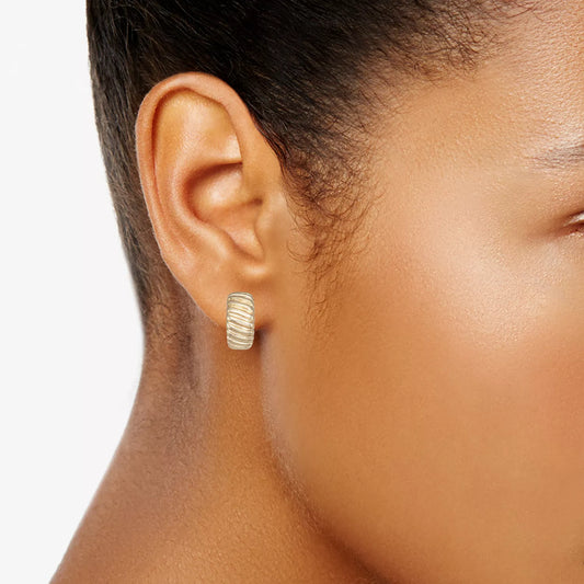 Ella Shea Gold Tone Tiny Ridged Hoop Earrings
