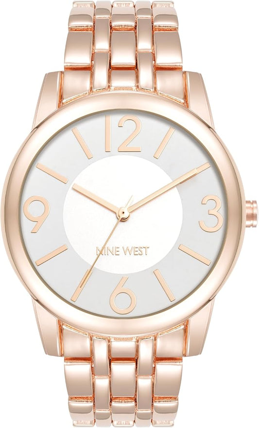 Nine West Women's Quartz Gold-Tone Alloy Link Bracelet Watch, 39mm