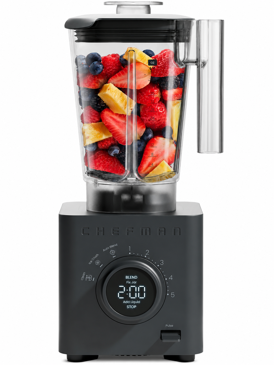 Chefman Obliterator 48oz Countertop Blender W/ 20oz Travel Jar and Tamper/Scraper Tool - Midnight