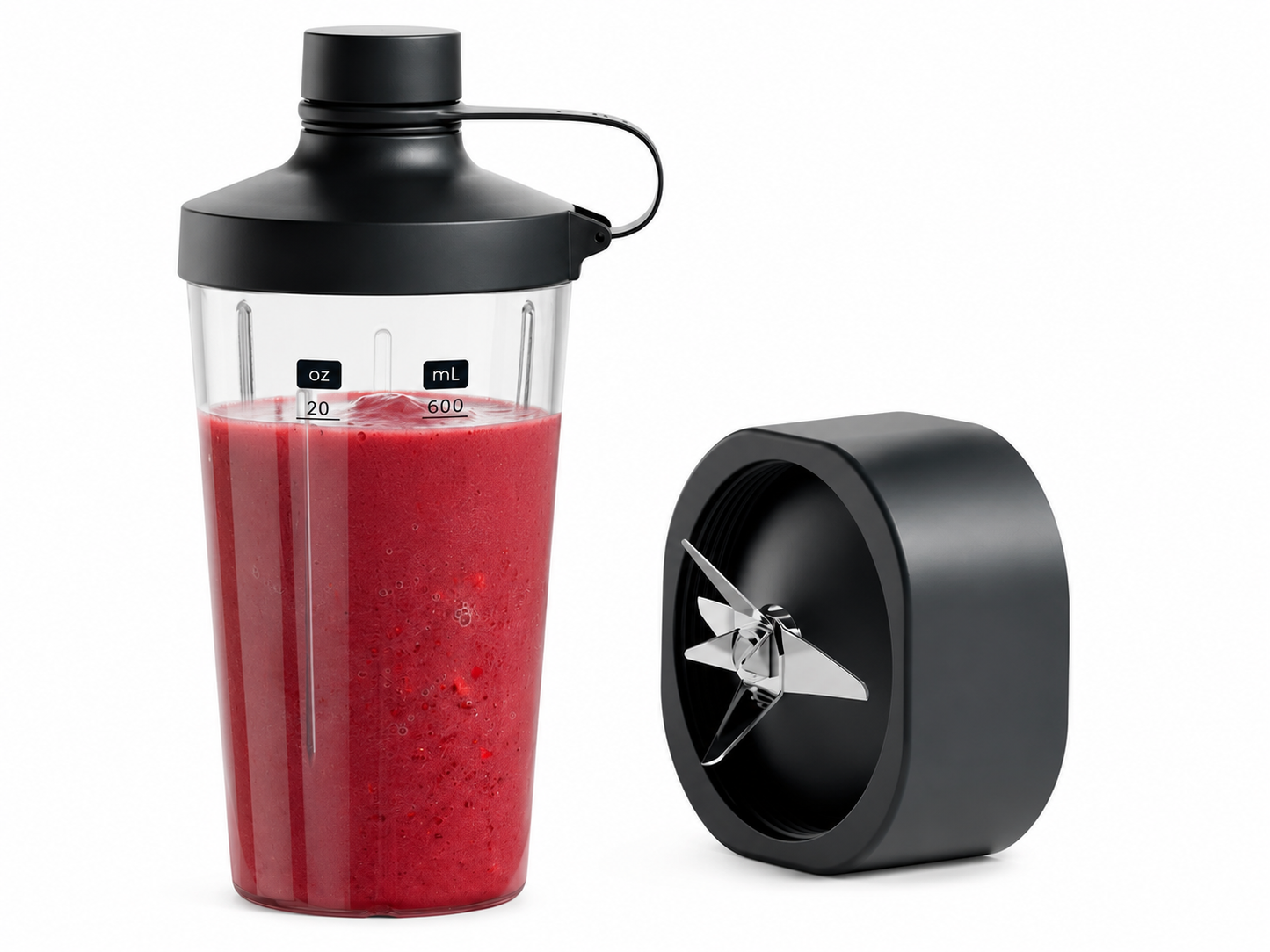Chefman Obliterator 48oz Countertop Blender W/ 20oz Travel Jar and Tamper/Scraper Tool - Midnight