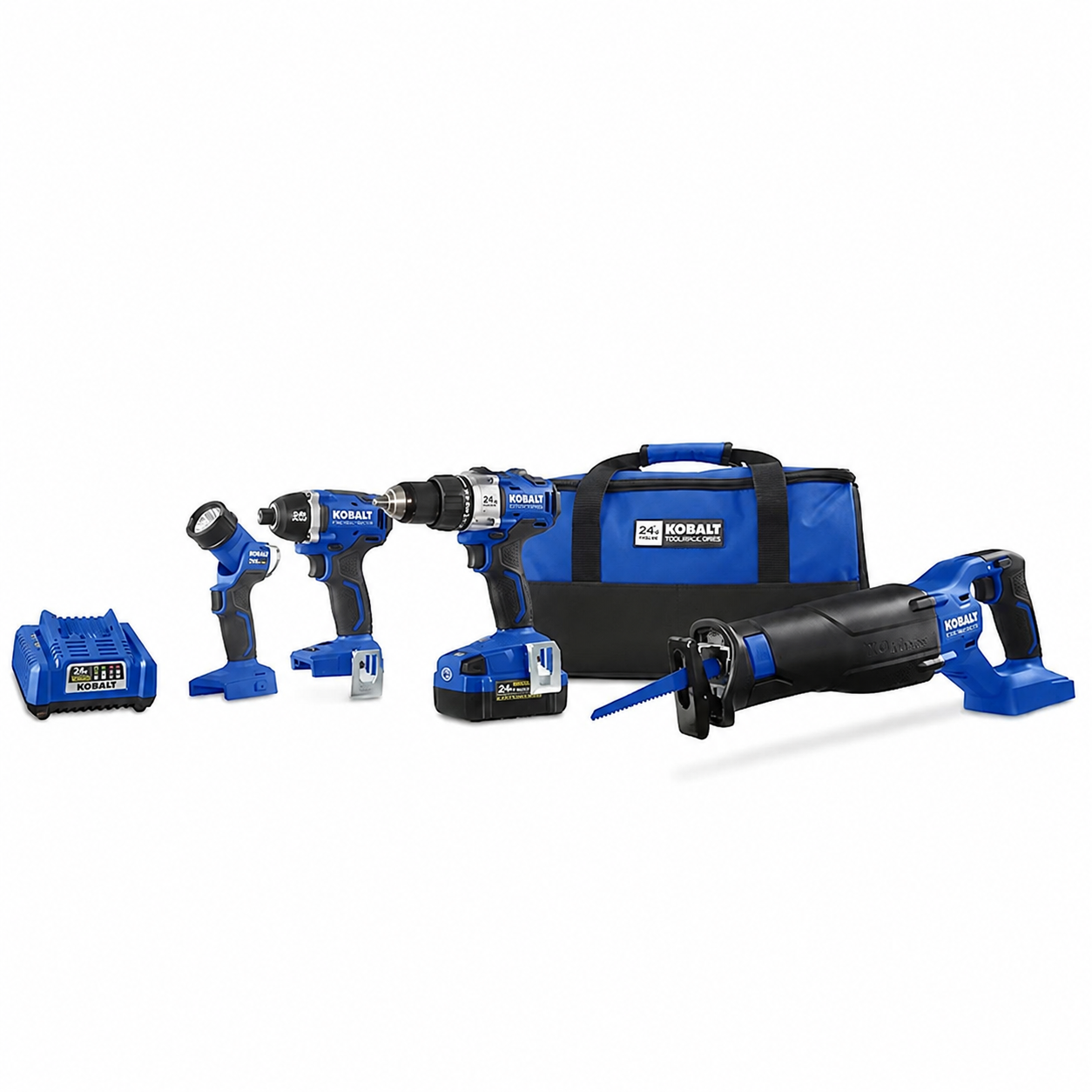 Kobalt 24-volt 4-Tool Brushless Power Tool Combo Kit with Soft Case (1-Battery Included and Charger Included)