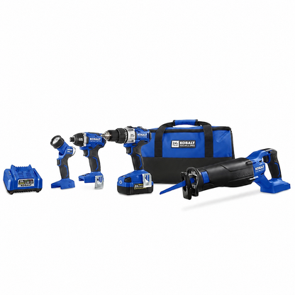 Kobalt 24-volt 4-Tool Brushless Power Tool Combo Kit with Soft Case (1-Battery Included and Charger Included)