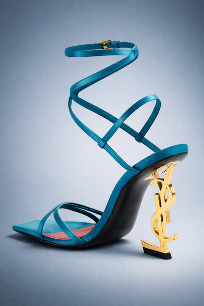 Saint Laurent Women's Blue Opyum Satin Sandal Blue - Size 36 (5.5)