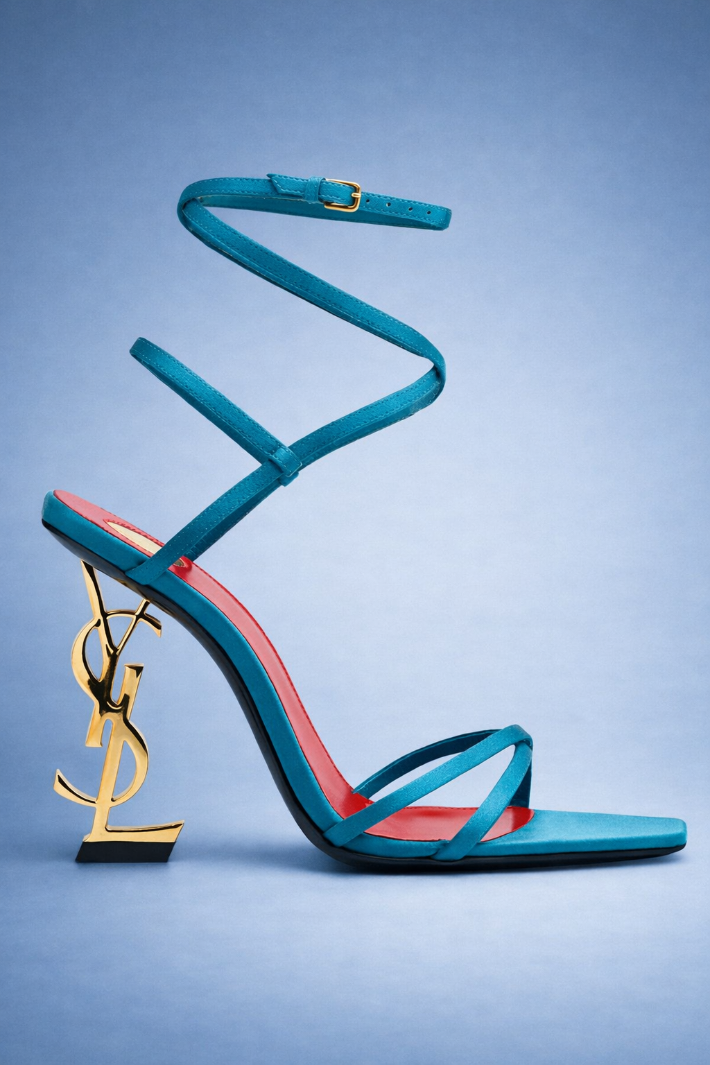 Saint Laurent Women's Blue Opyum Satin Sandal Blue - Size 36 (5.5)