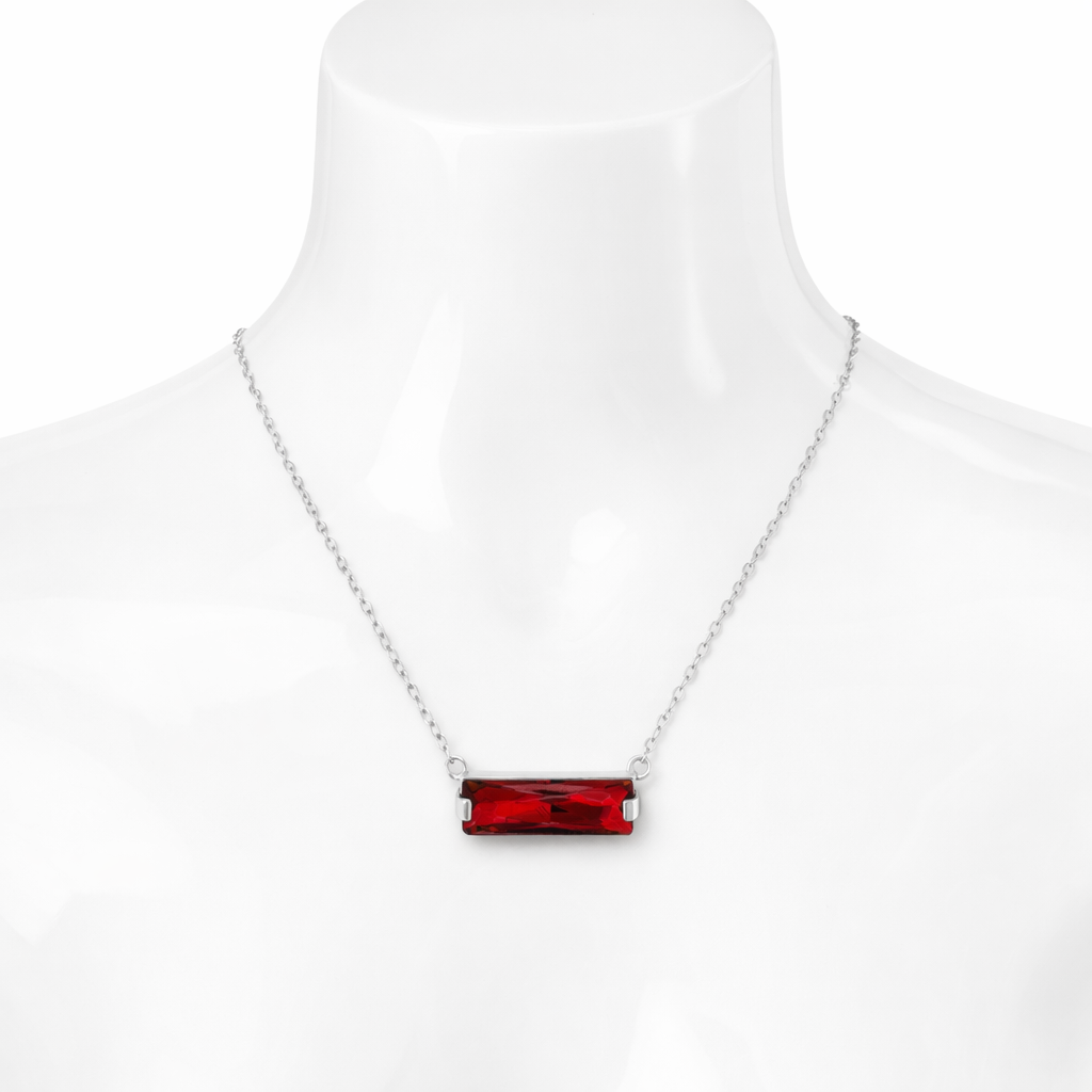 Giani Bernini Crystal Rectangle Solitaire 18" Pendant Necklace in Sterling Silver