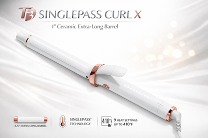 T3 - SinglePass Curl X 1" Ceramic Extra-Long Barrel Curling Iron - White