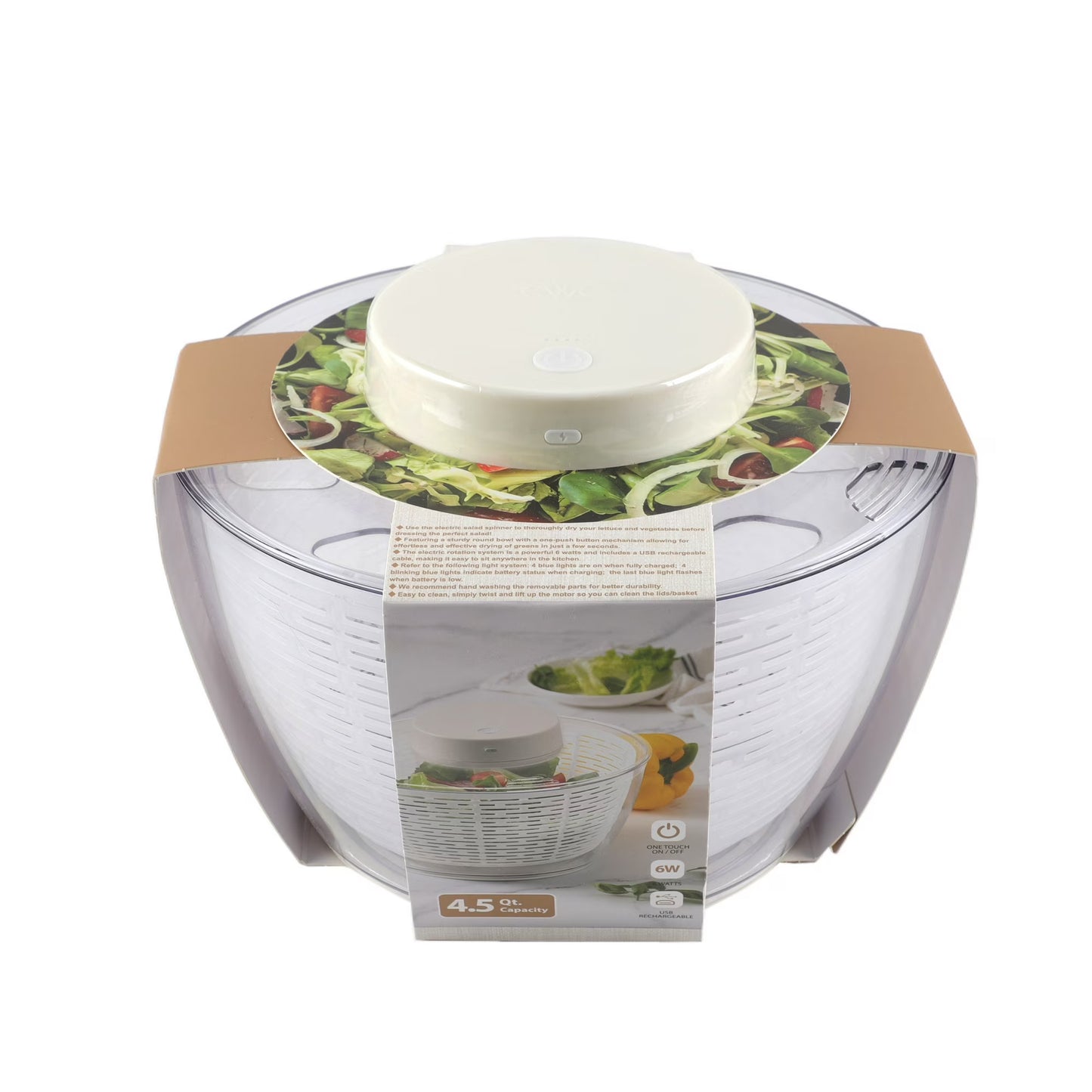 Cook With Color 4.5qt Round Electric Salad Spinner