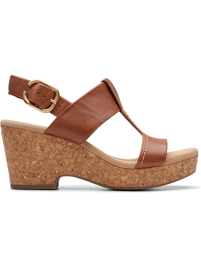 Clarks Giselle Style women's tan leather wedge sandal – alternate view