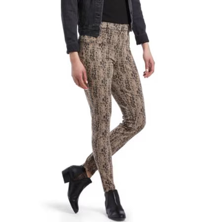 Hue Python-Print High-Waisted Denim Leggings - Medium
