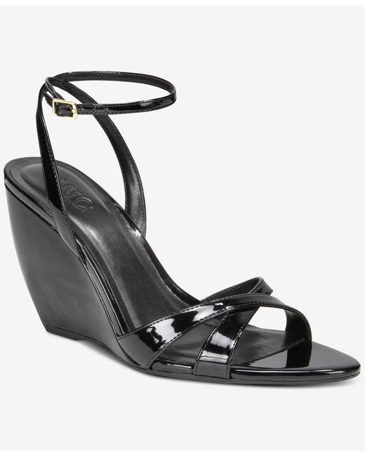I.N.C. Camlyn wedge sandals in black patent