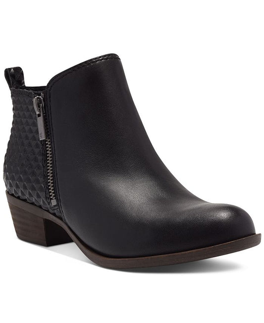 Lucky Brand Basel women's ankle bootie in Black Diamond leather