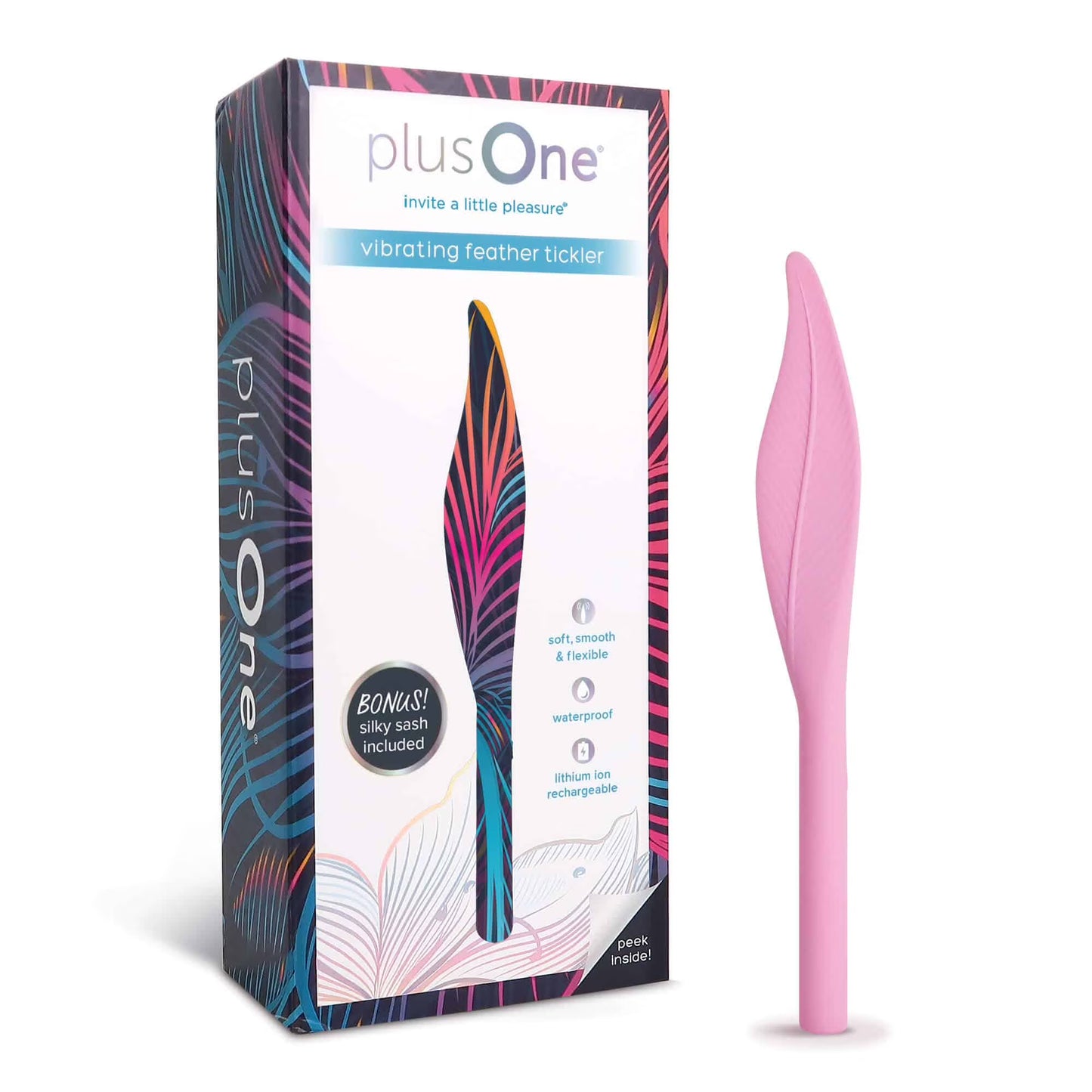 plusOne - Vibrating Feather Tickler - Pink
