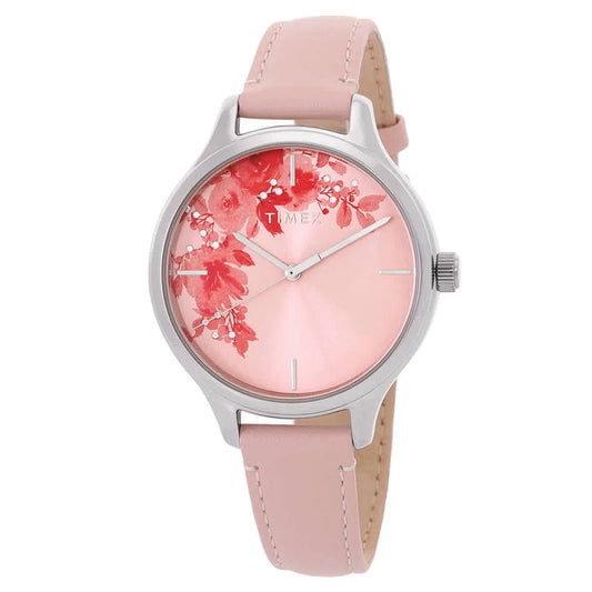 Timex Crystal Bloom Watch with Leather Strap - Pink TW2R66600JT